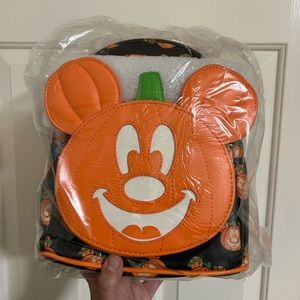 Loungefly Mick-O-Lantern Mickey Mini Backpack Brand New Glow In The Dark